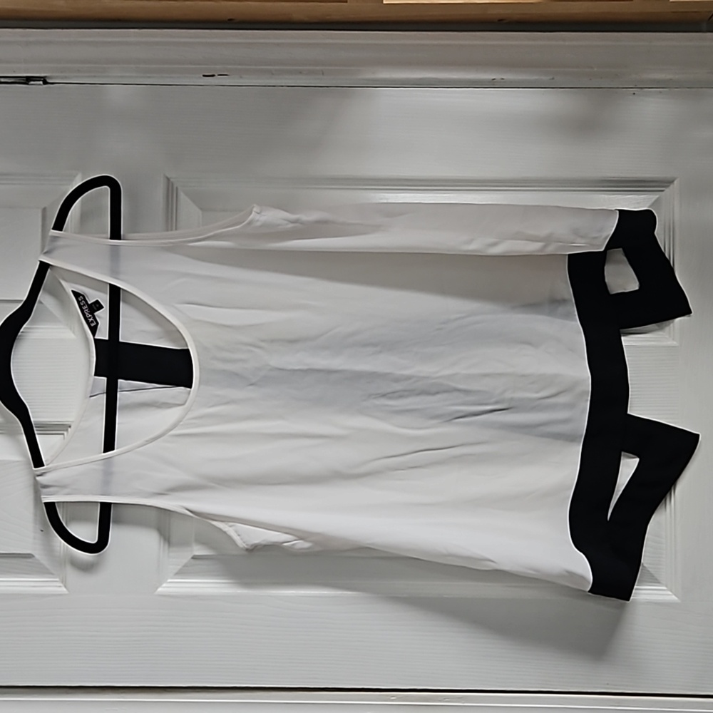 Express Black and White Sleeveless Blouse